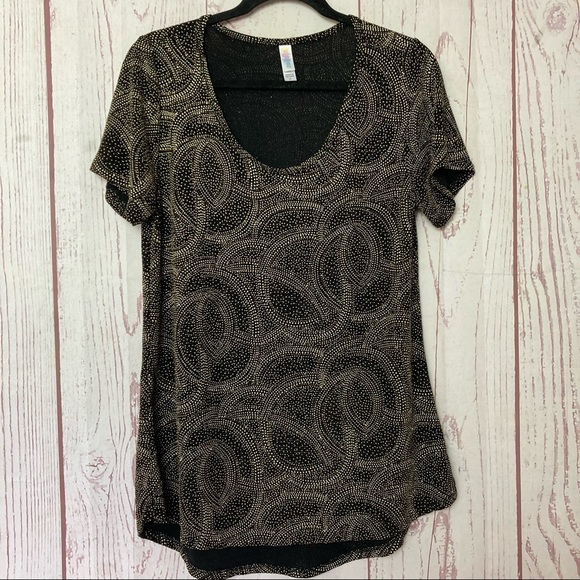 LuLaRoe Tops - LuLaRoe Women’s M Medium Glitter Sparkle Short Sleeve Tee Top Hi Low Hem Tunic